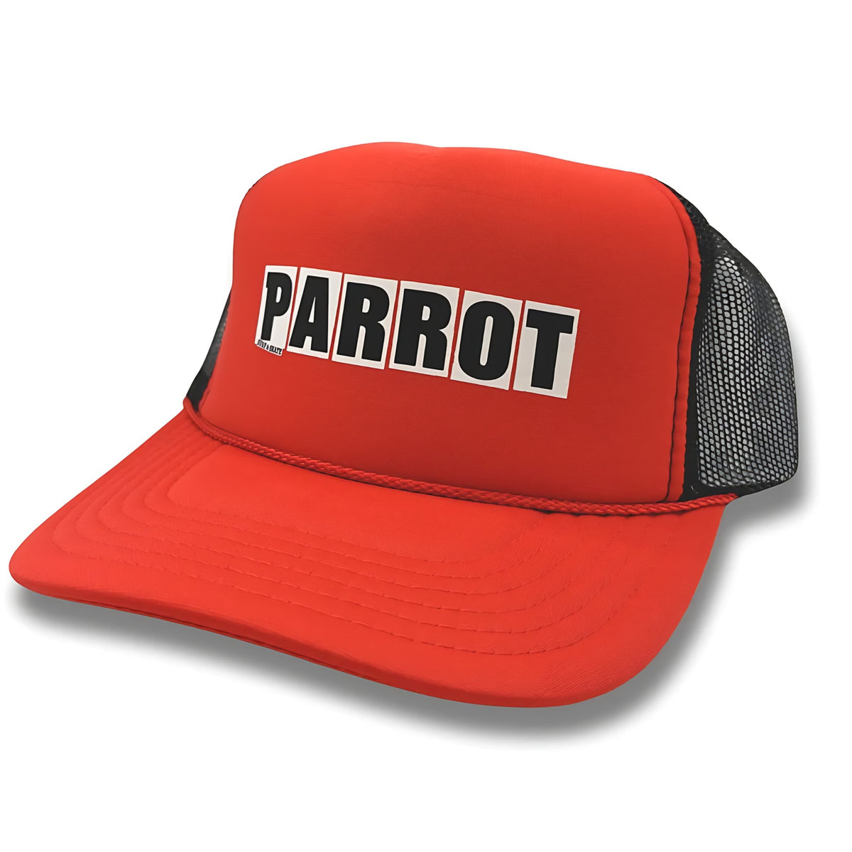 Parrot Bar Trucker Hat with Parrot Surf & Skate logo foam front and rope detail