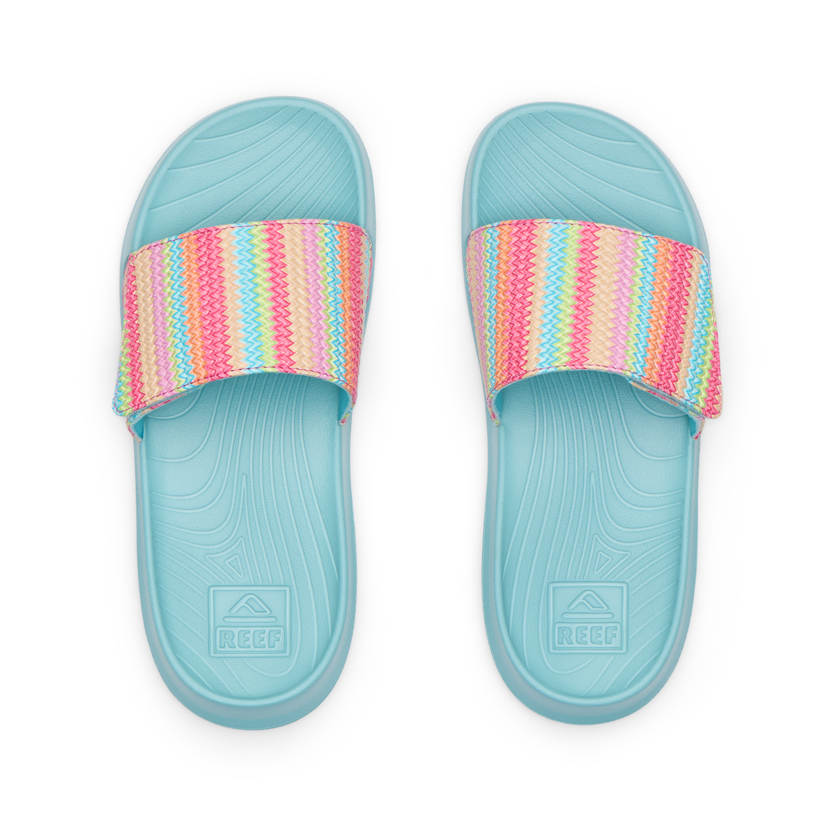 Reef Girls Kids Salty Slide Aqua/Stripe