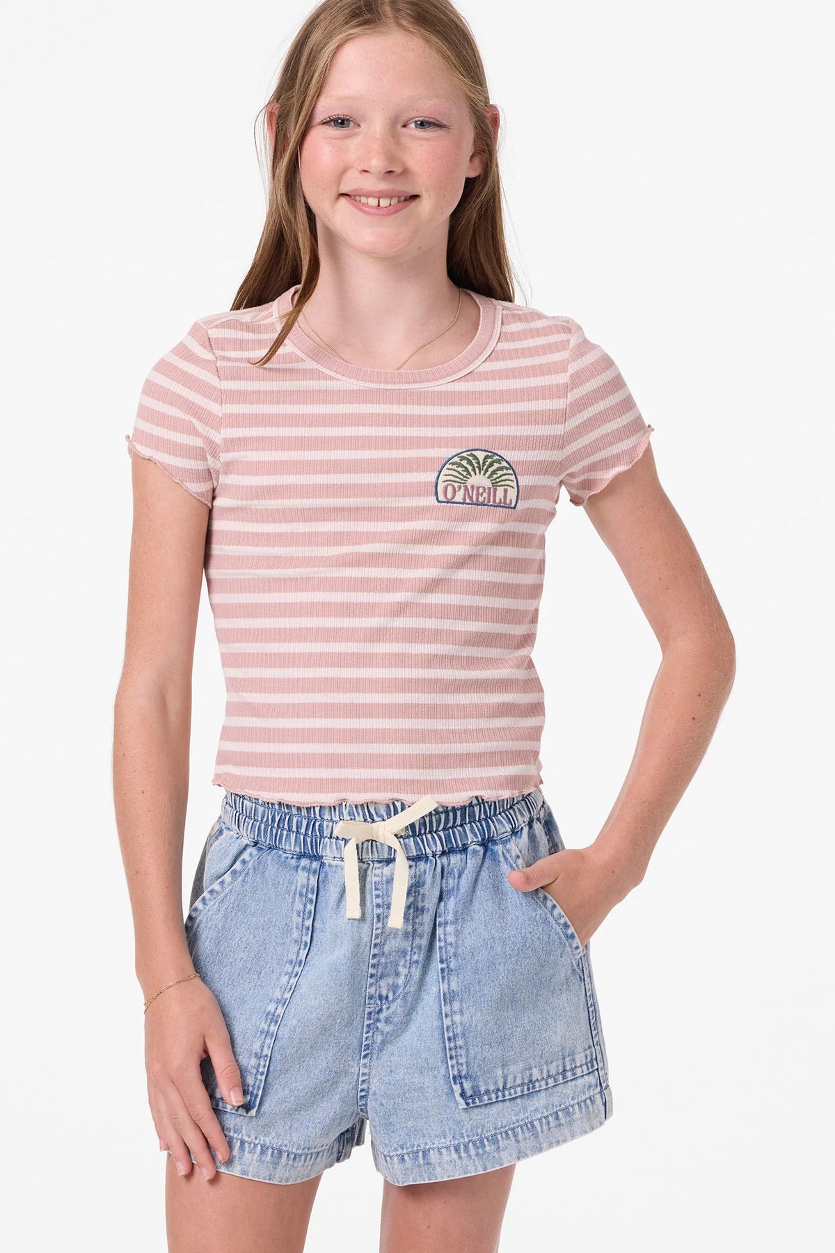 O’Neill girls Kylas denim shorts front view