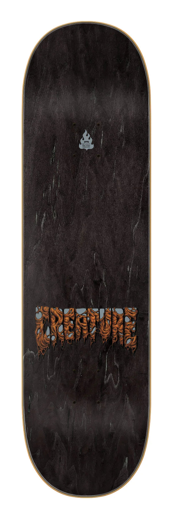 Creature 8.6in Kevin Baekkel Wasted skateboard deck angled view