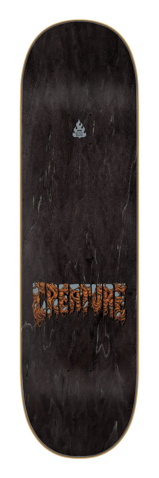 Creature 8.6in Kevin Baekkel Wasted skateboard deck angled view