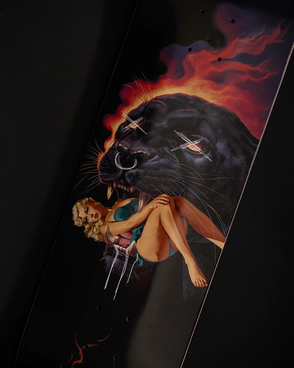 Creature Mathias Torres Jaguar Stumps skateboard deck graphic detail