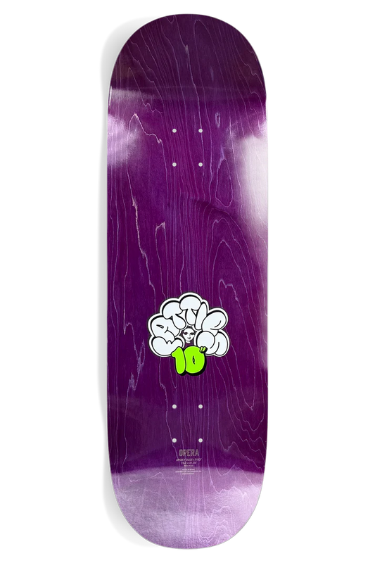 Opera Fatties Torn Spike 10.0 skateboard deck angled view