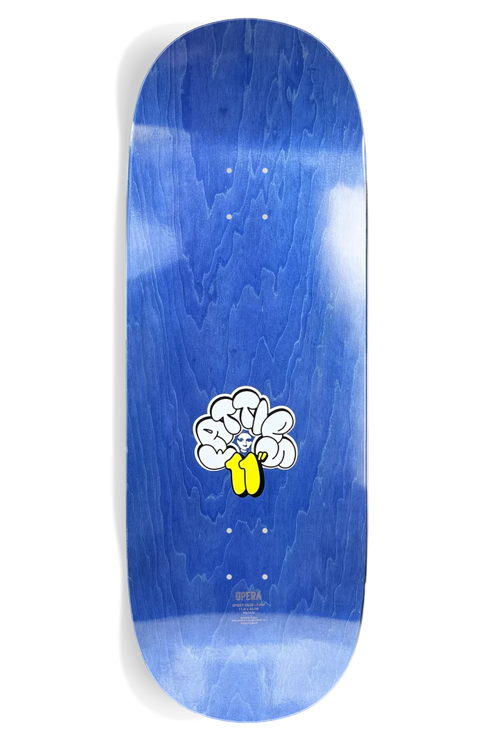 Opera Fatties Torn Spike 11.0 skateboard deck angled view
