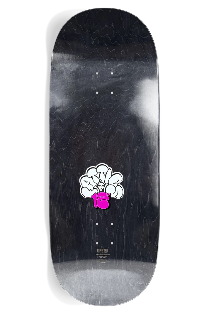 Opera Fatties Torn Spike 12.0 skateboard deck angled view
