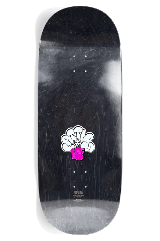 Opera Fatties Torn Spike 12.0 skateboard deck angled view