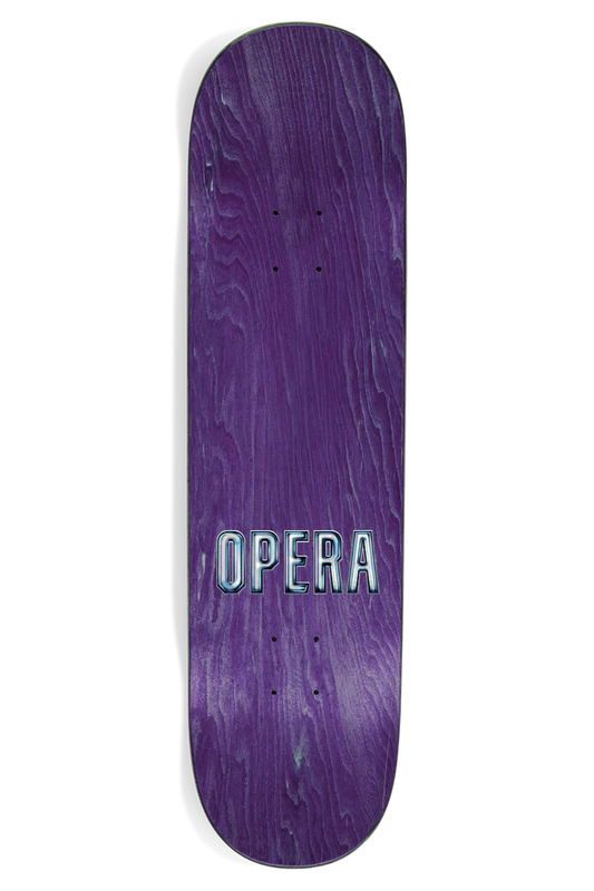 Opera Trey Wood Lightning 8.75 skateboard deck angled view
