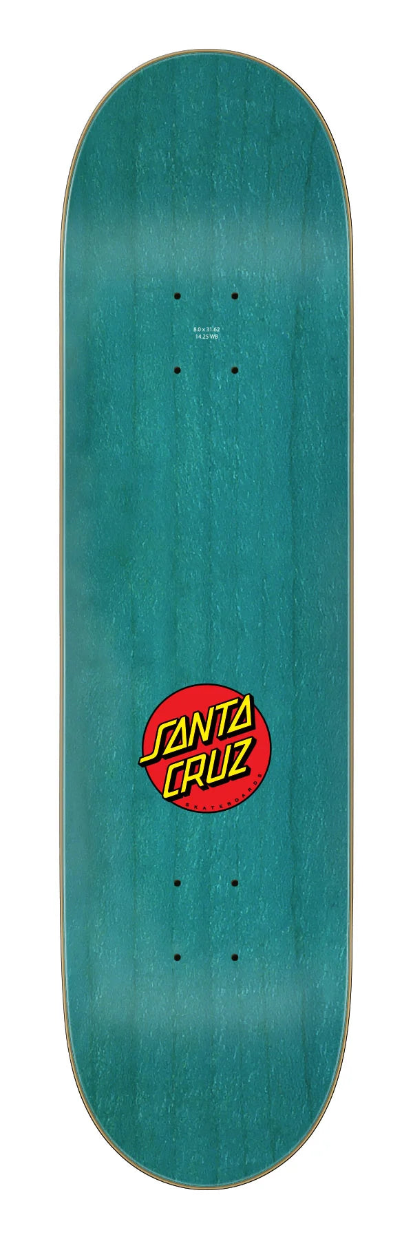 Santa Cruz 8.0in Dot Guy skateboard deck angled view