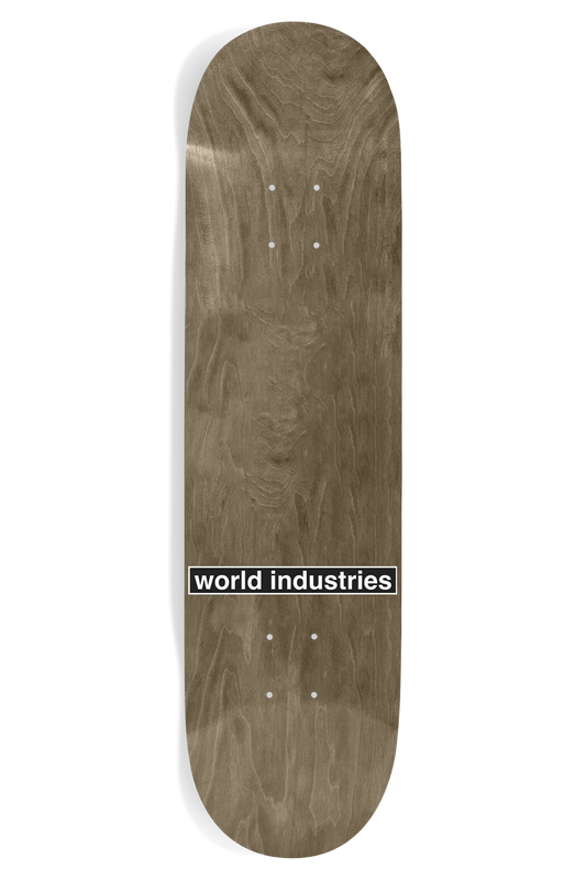World Industries 8.5 skateboard deck top view