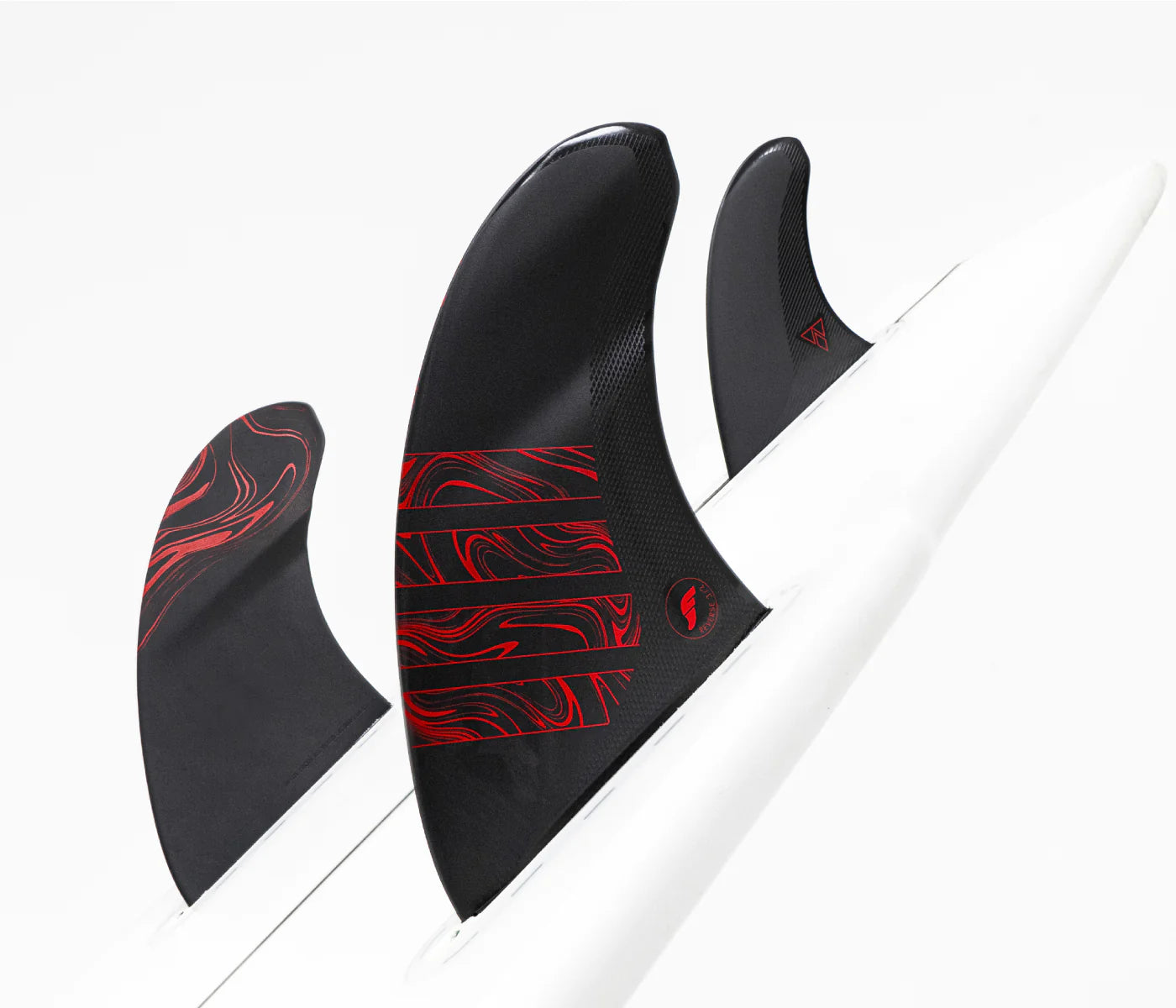 3/2 Alpha Reverse Twin + 1 Futures Fin Set installed on surfboard view