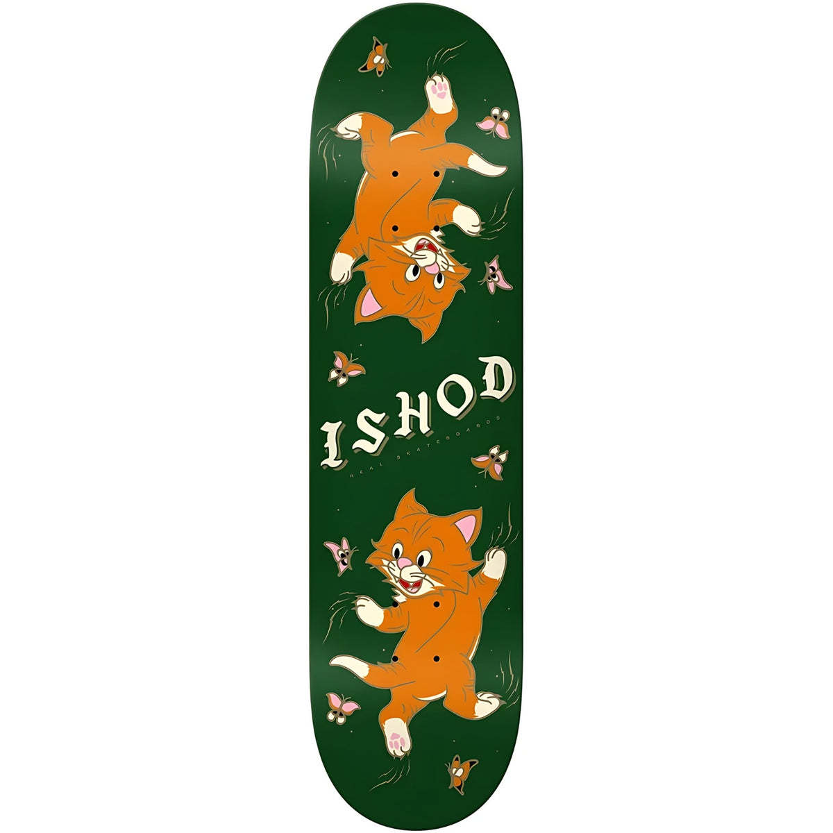 Real Ishod Kitten Scratch Slick 8.3" Skateboard Deck detail showing slick bottom finish