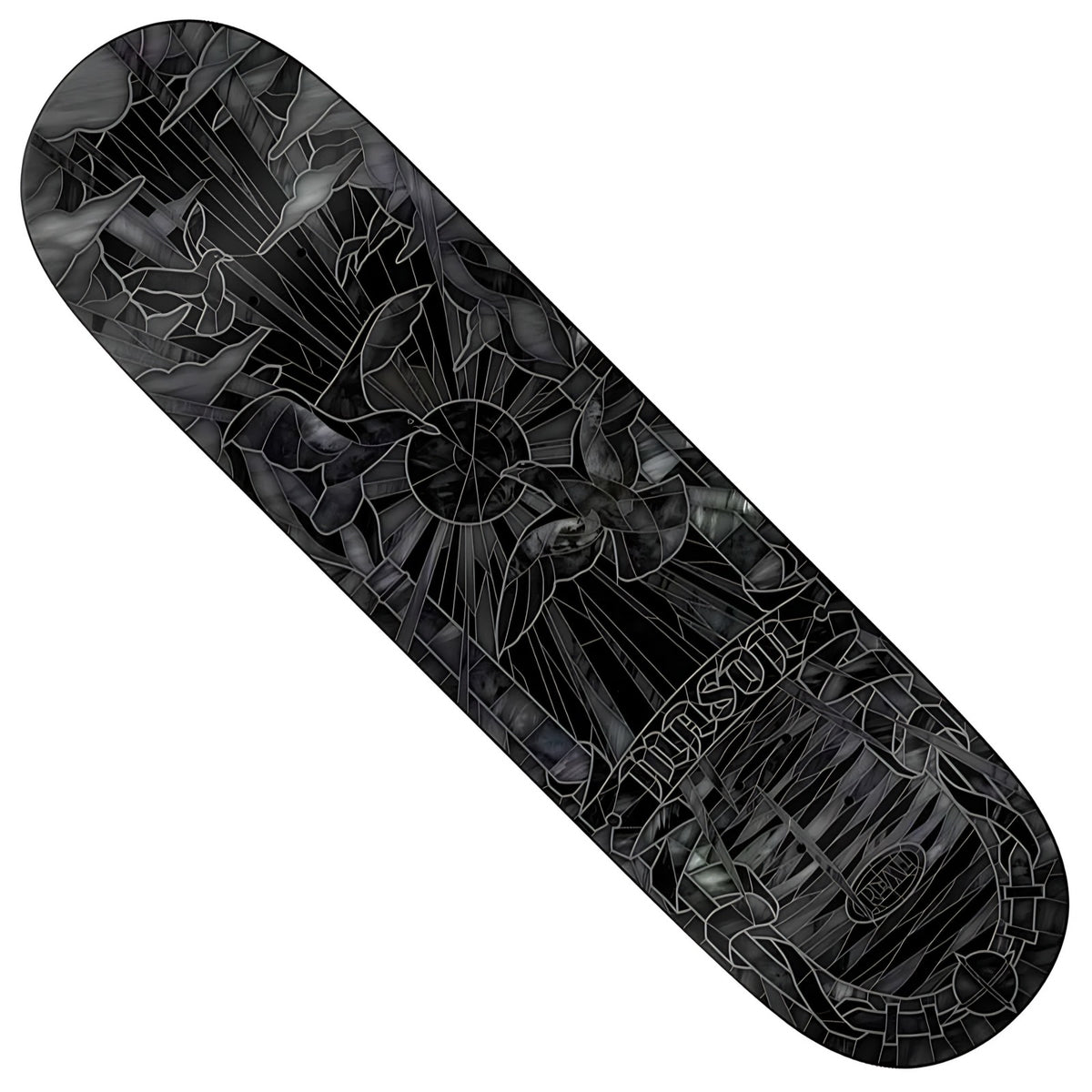 Real Mason Black Sun Cathedral Skateboard Deck detail close-up