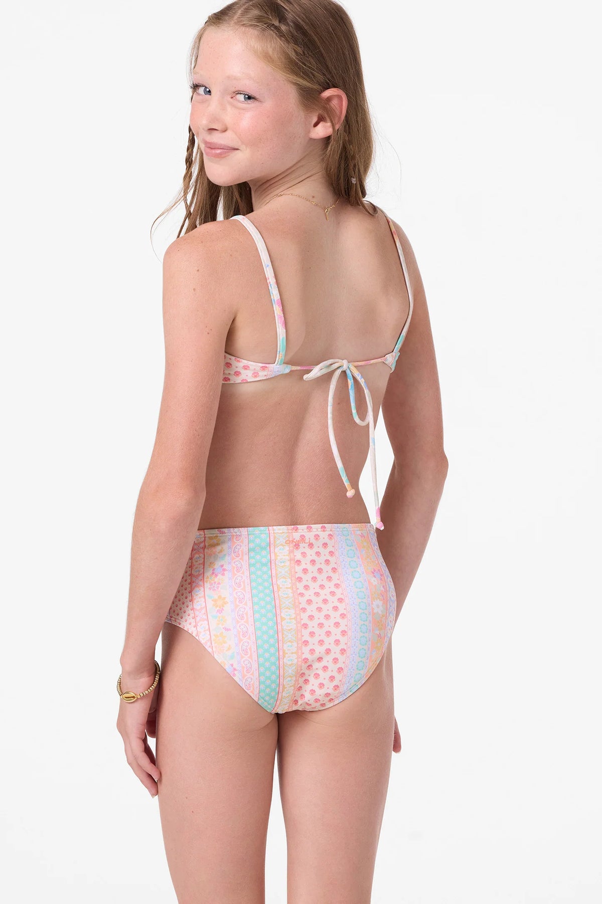 O’Neill girls Bali floral revo tie back bralette set back view