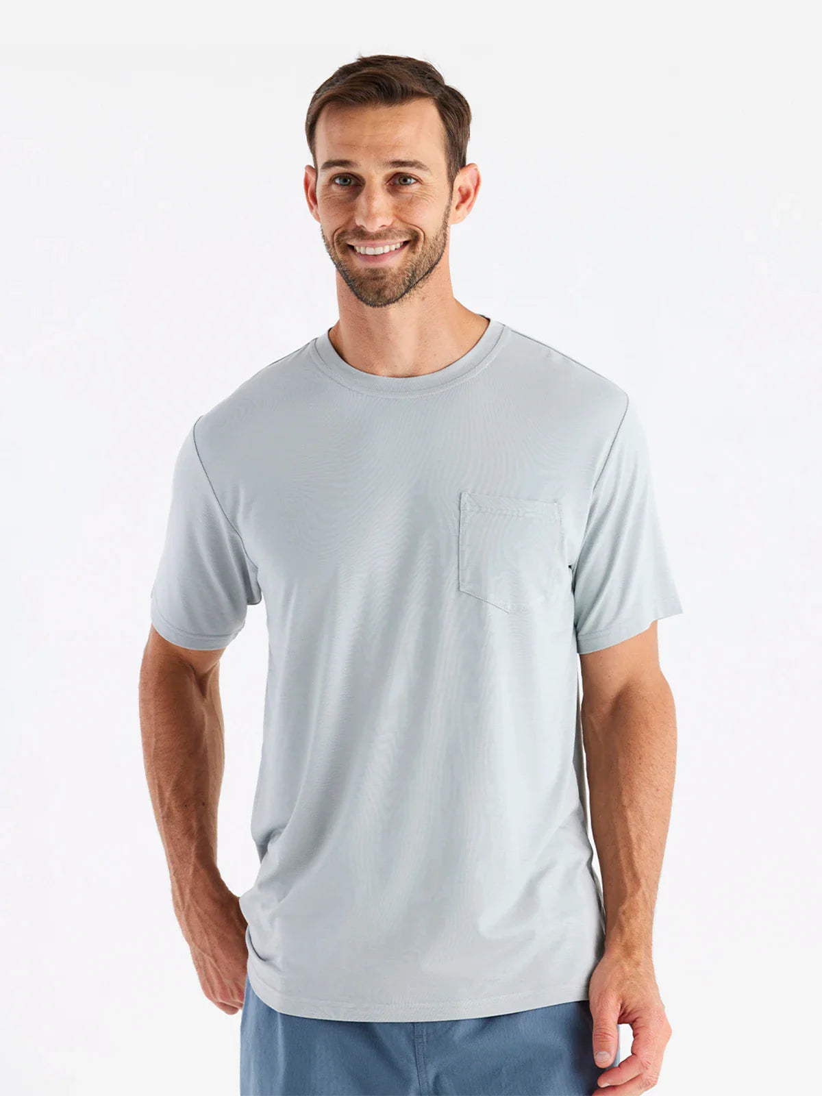 Freefly men’s Bamboo Flex pocket tee front view hag
