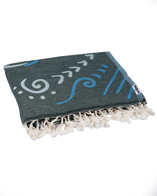 Sand Cloud Discovery Shark Week Boho Mako Shark Towel folded view
