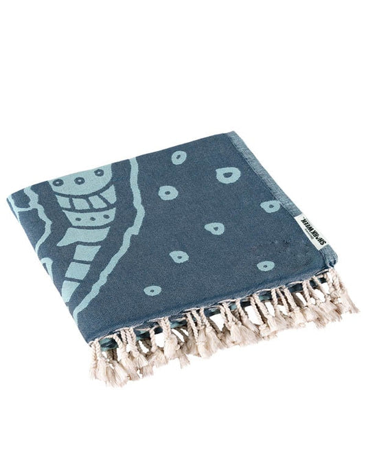 Sand Cloud Discovery Shark Week Whale Shark Towel folded view