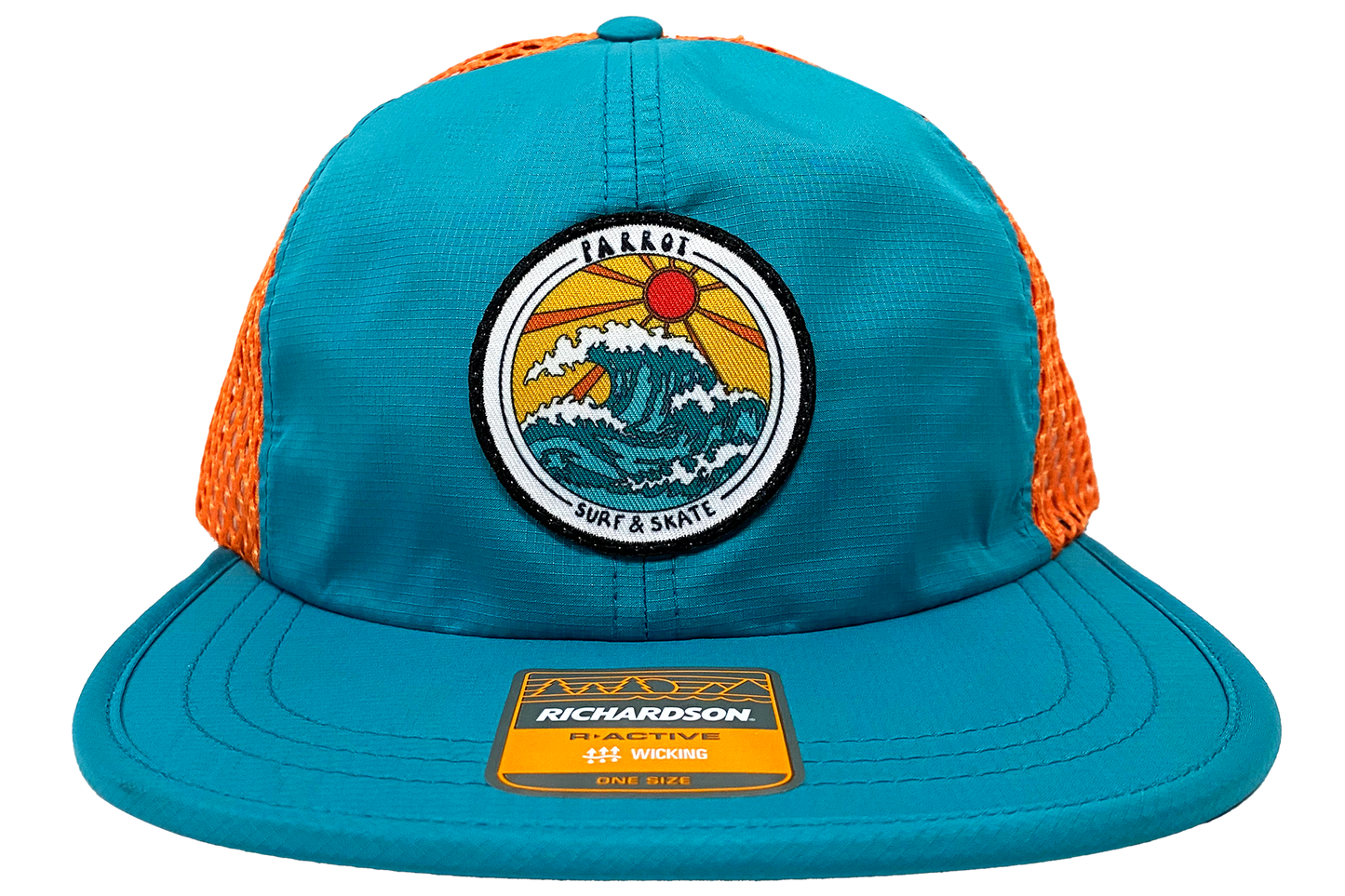 Parrot Surf Shop PSS 935 Wave Hat, teal and orange breathable mesh adventure cap