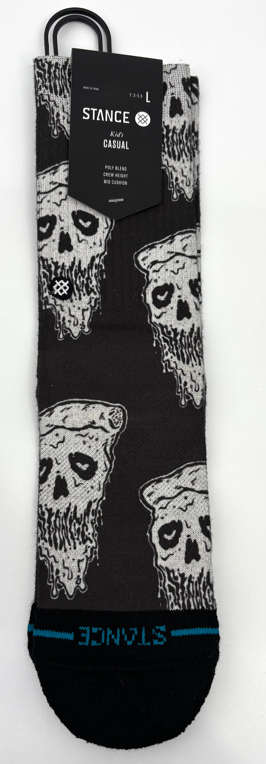 Calcetines deportivos de poliéster Stance “Pizza Face” (gráfico en blanco y negro) - JUVENTUD