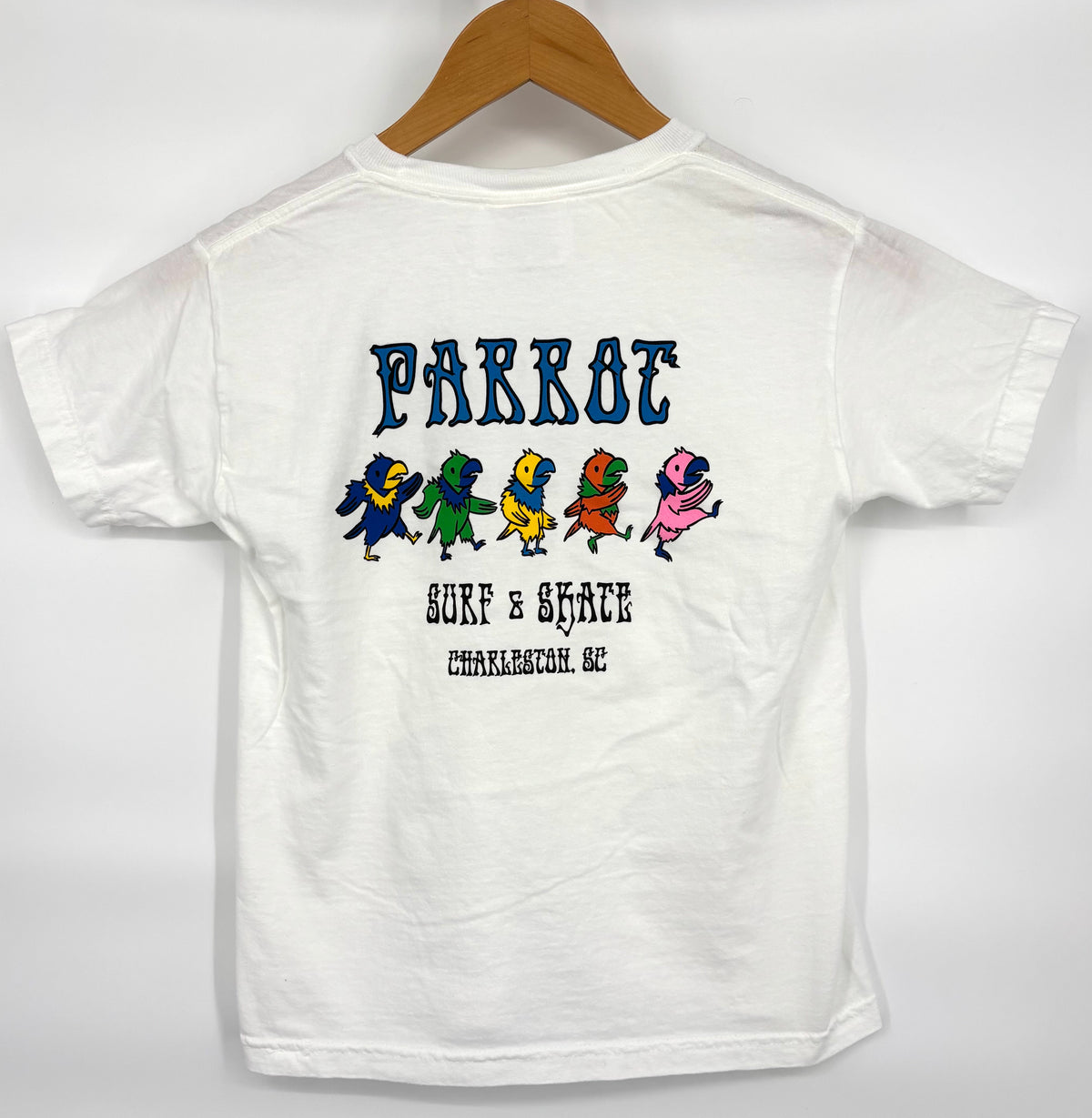 Dancing Parrots Youth Tie-Dye T-Shirt – Heavyweight Cotton skateboarding product designed for skateboarding performance with graphics design