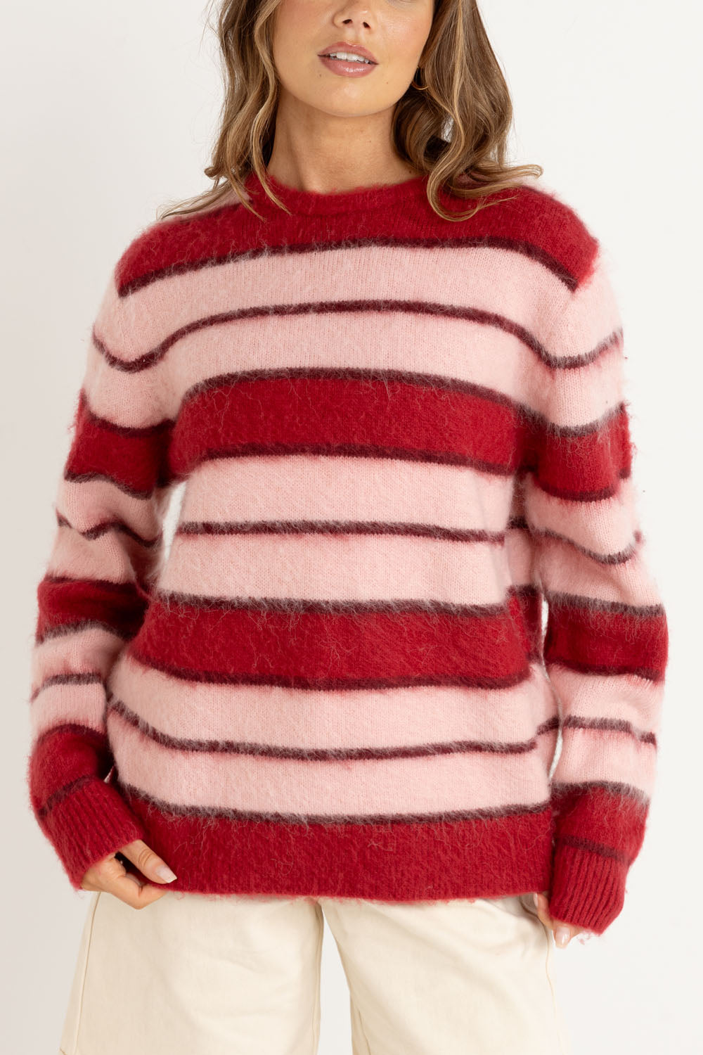Cherie oversized rib knit sweater in che colorway front view