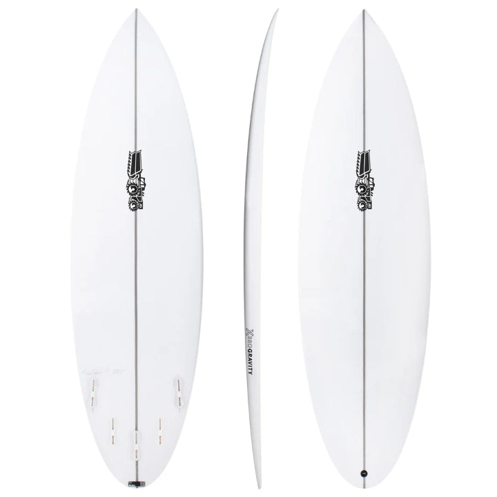 JS Xero Gravity PU surfboard 5’8 round tail thruster performance board.