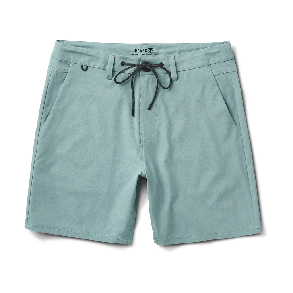 Roark Explorer Short 2.0, stone blue men’s stretch hybrid shorts size 30