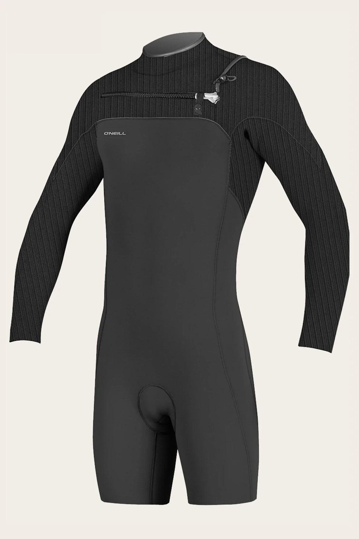 O'Neill Hyperfreak 2mm L/S Spring wetsuit, black men’s chest zip shorty size S
