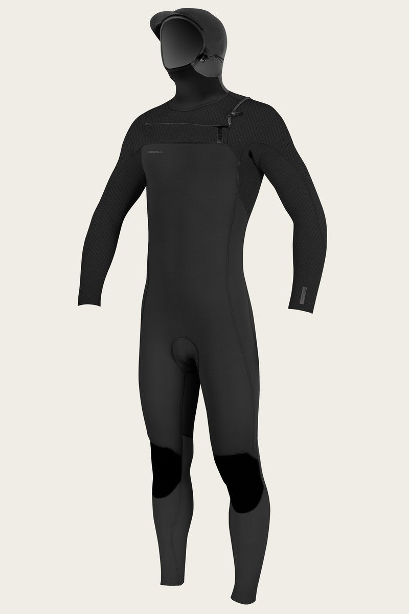 O'Neill Hyperfreak 4/3 chest zip hooded wetsuit, black men’s full suit size M