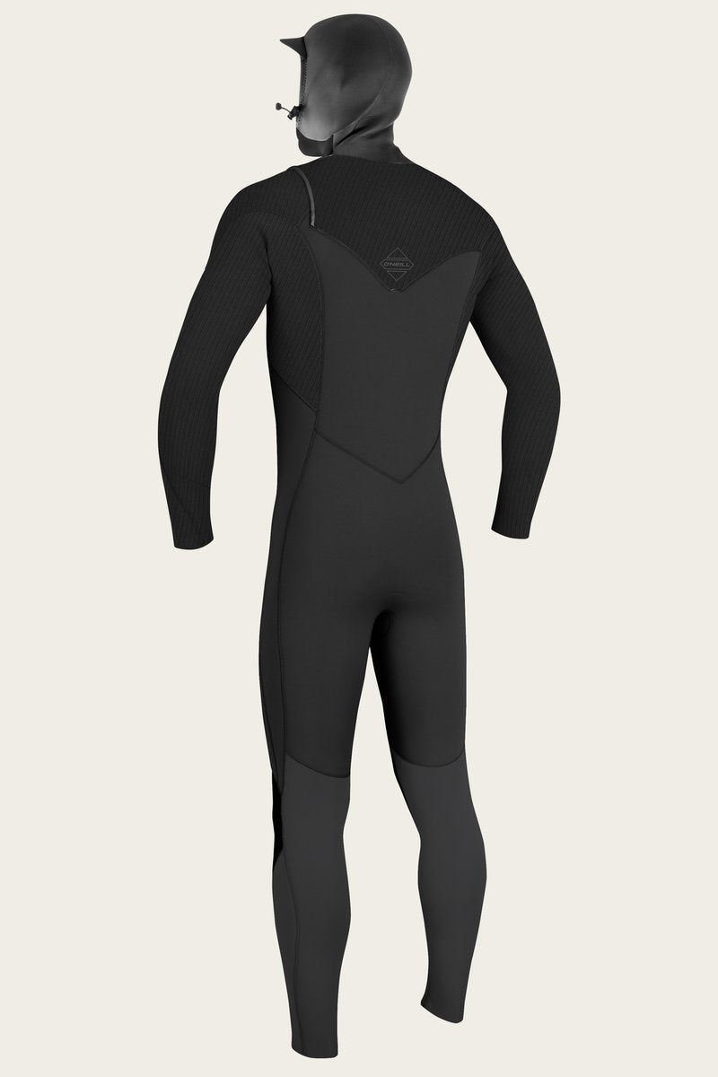 O'Neill Hyperfreak 4/3 chest zip hooded wetsuit, black men’s full suit size MS