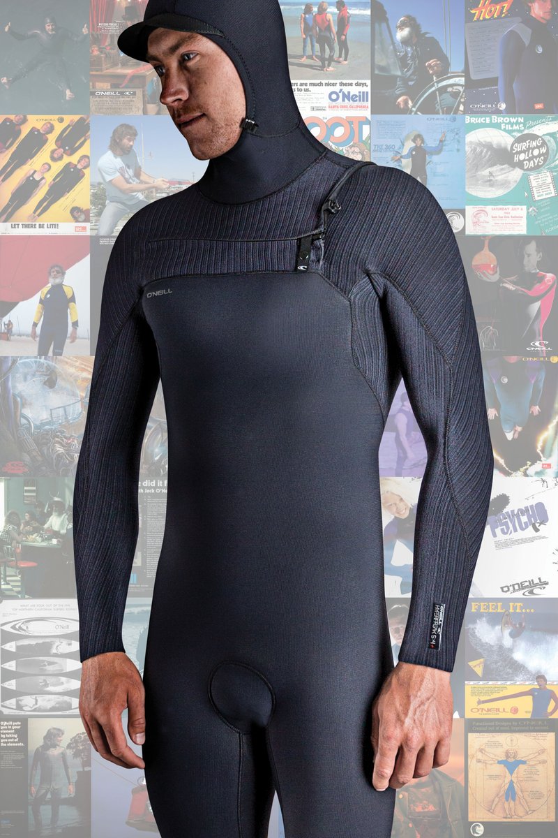 O'Neill Hyperfreak 4/3 chest zip hooded wetsuit, black men’s full suit size S