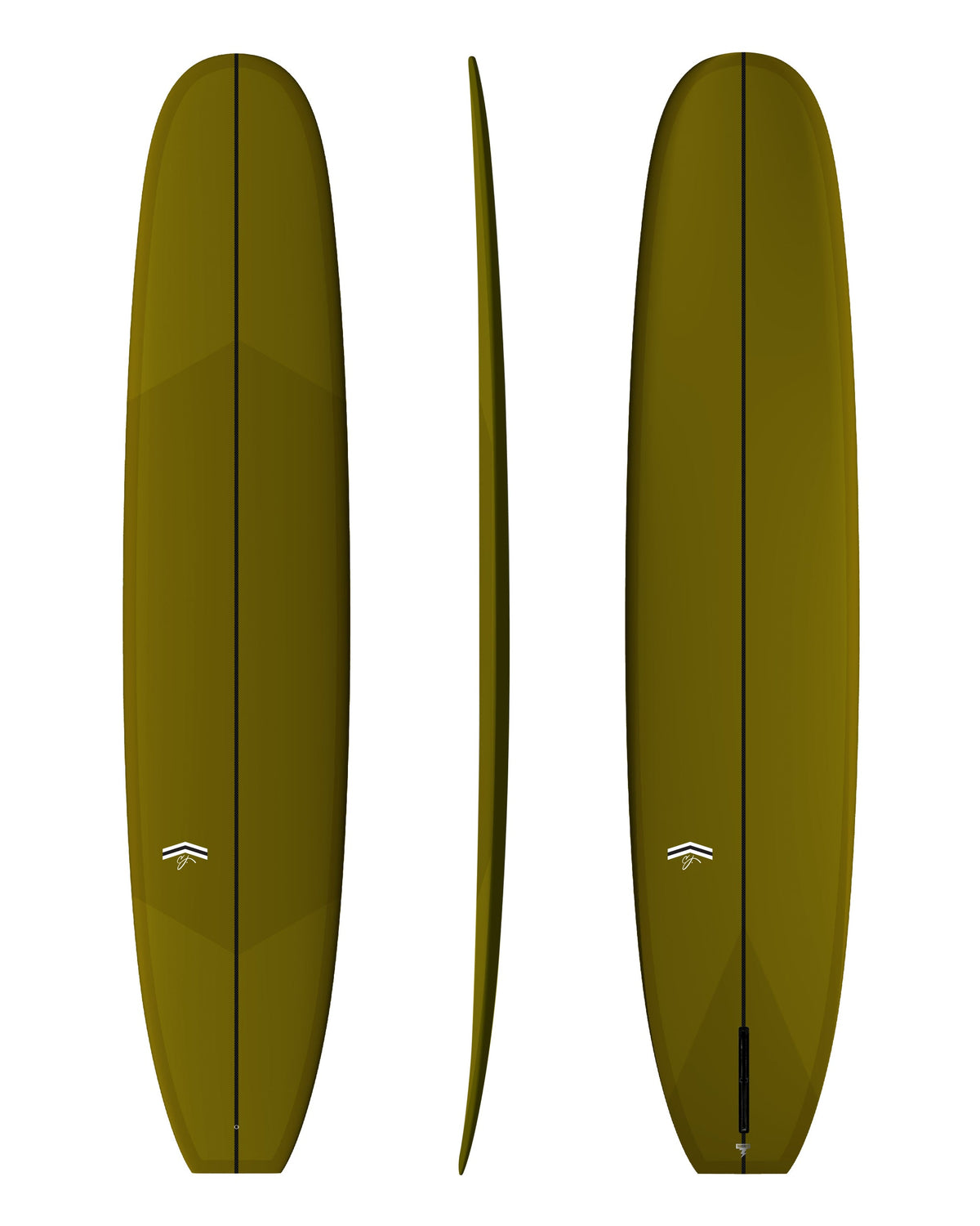 CJ Nelson Designs Sprout 2.0 9'6" Thunderbolt Silver longboard surfboard, Dark Gold