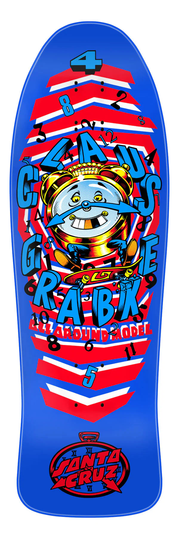 Santa Cruz Grabke All Around reissue skateboard deck blue neon 9.89 shape.