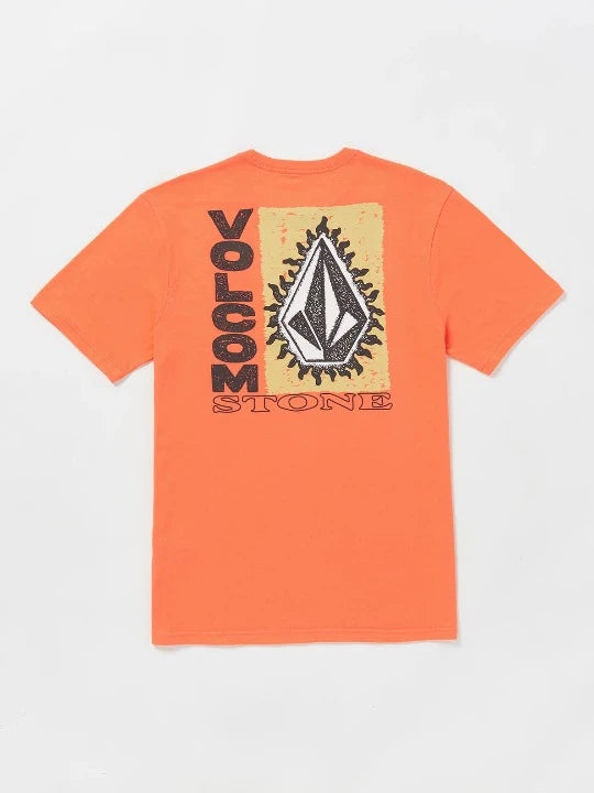 Volcom Flamed short sleeve tee in tobacco brown with soft hand print