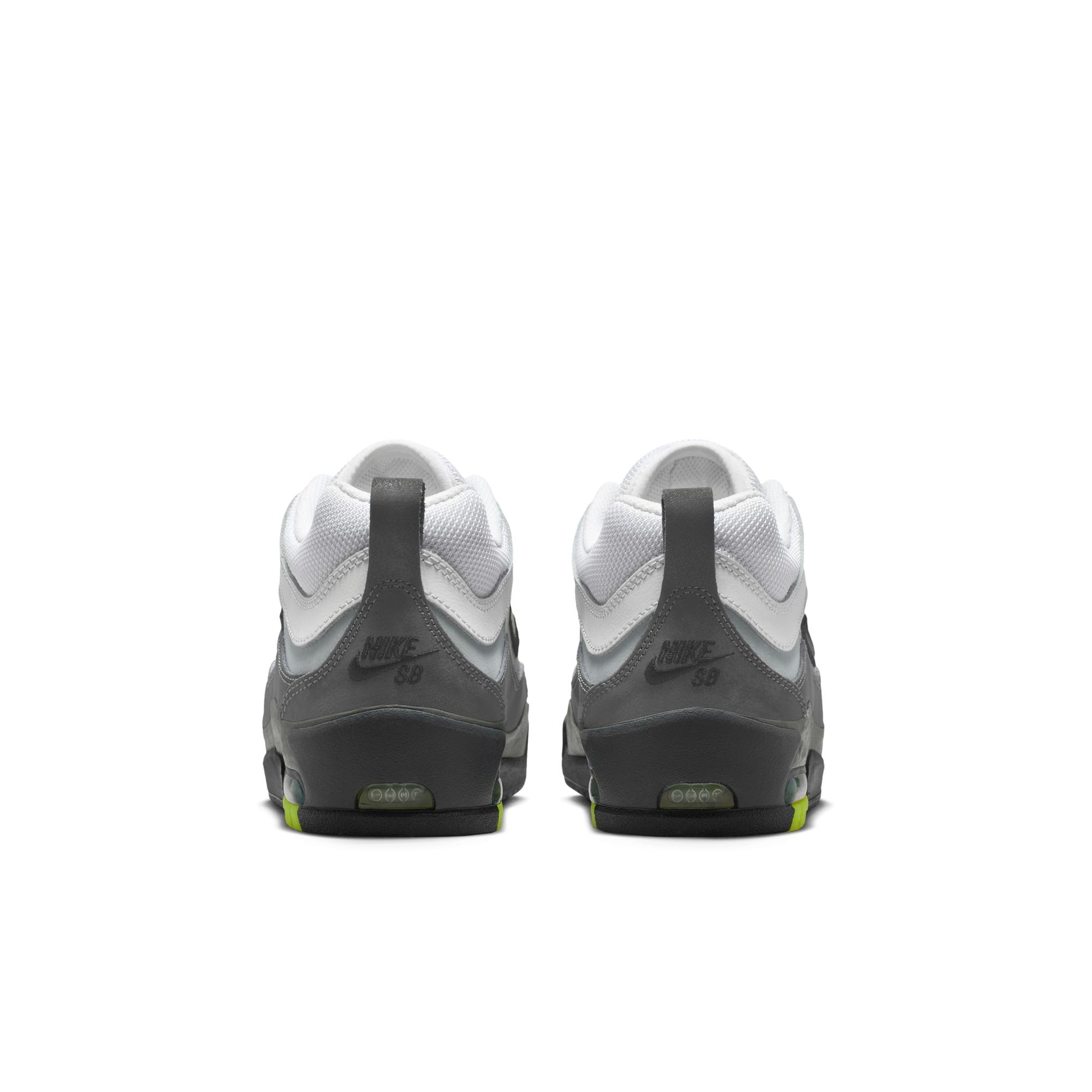 Nike Air Max Ishod Neon skate shoe black heel view with Nike Air Max cushioning