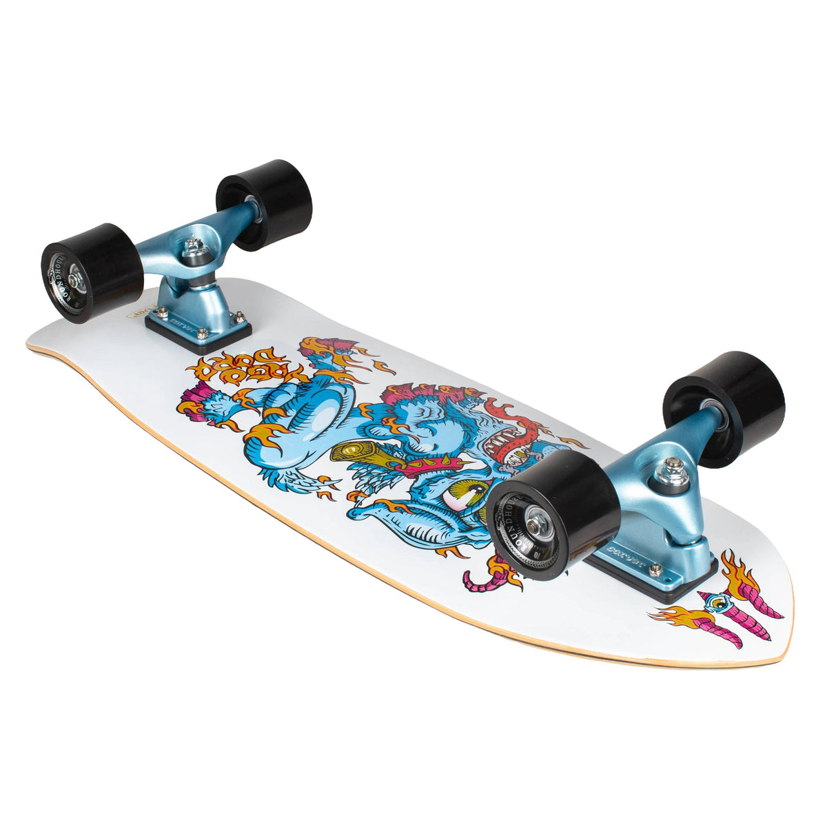 Carver Yago Fire Goat CX surfskate bottom graphic