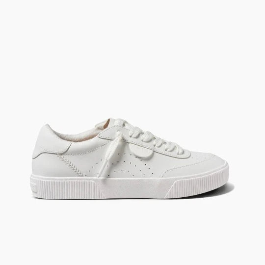 Reef Lay Day Seas wedge sneakers in white leather with perforated panels