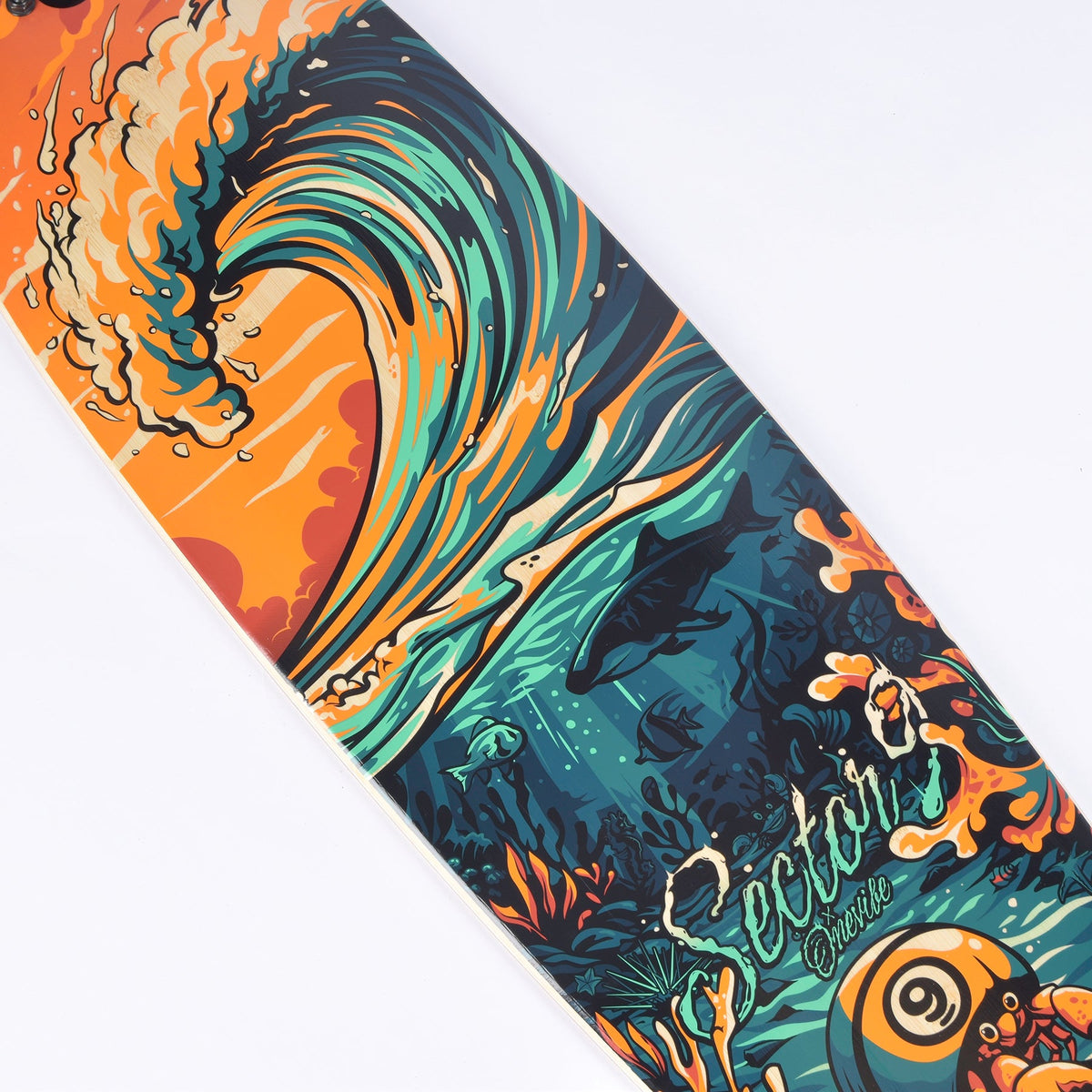 Sector 9 Flipside Fractal 36 inch complete skateboard bottom graphic