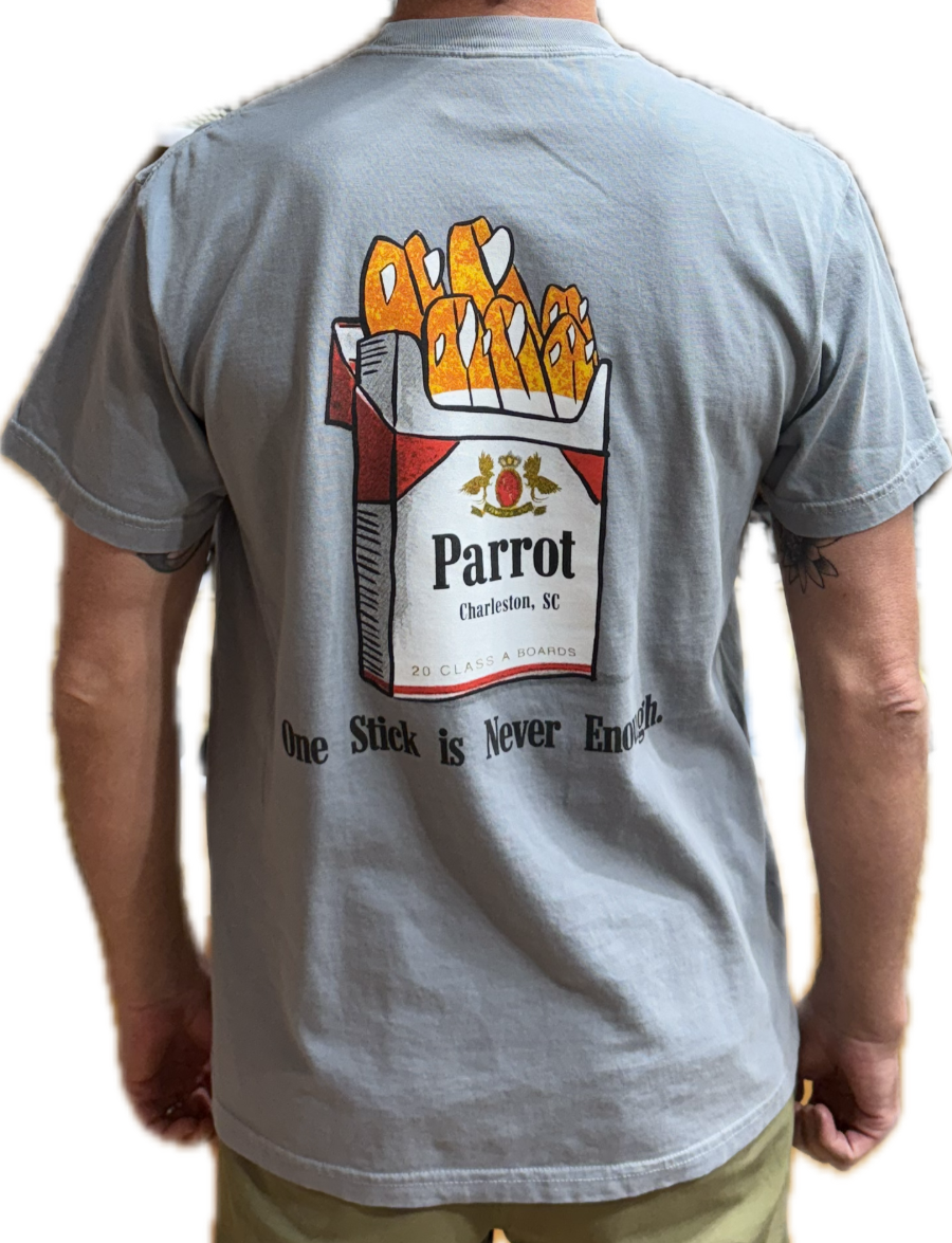 Parrot Surf Shop Surf Stix white short sleeve surf tee
