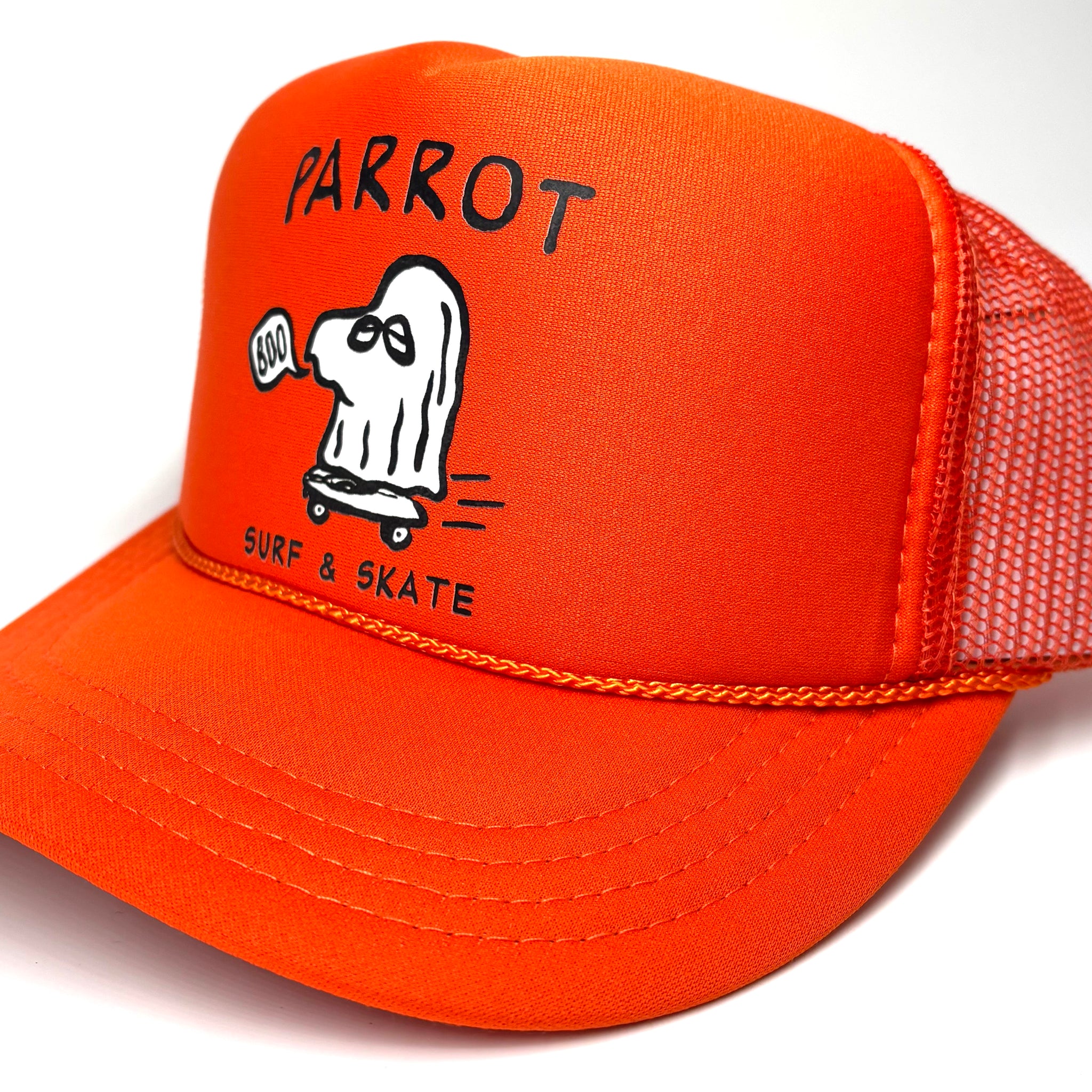 Parrot Surf Shop Ghost Foam Trucker Hat – Surf & Skate Snapback Foam Mesh Cap - YOUTH