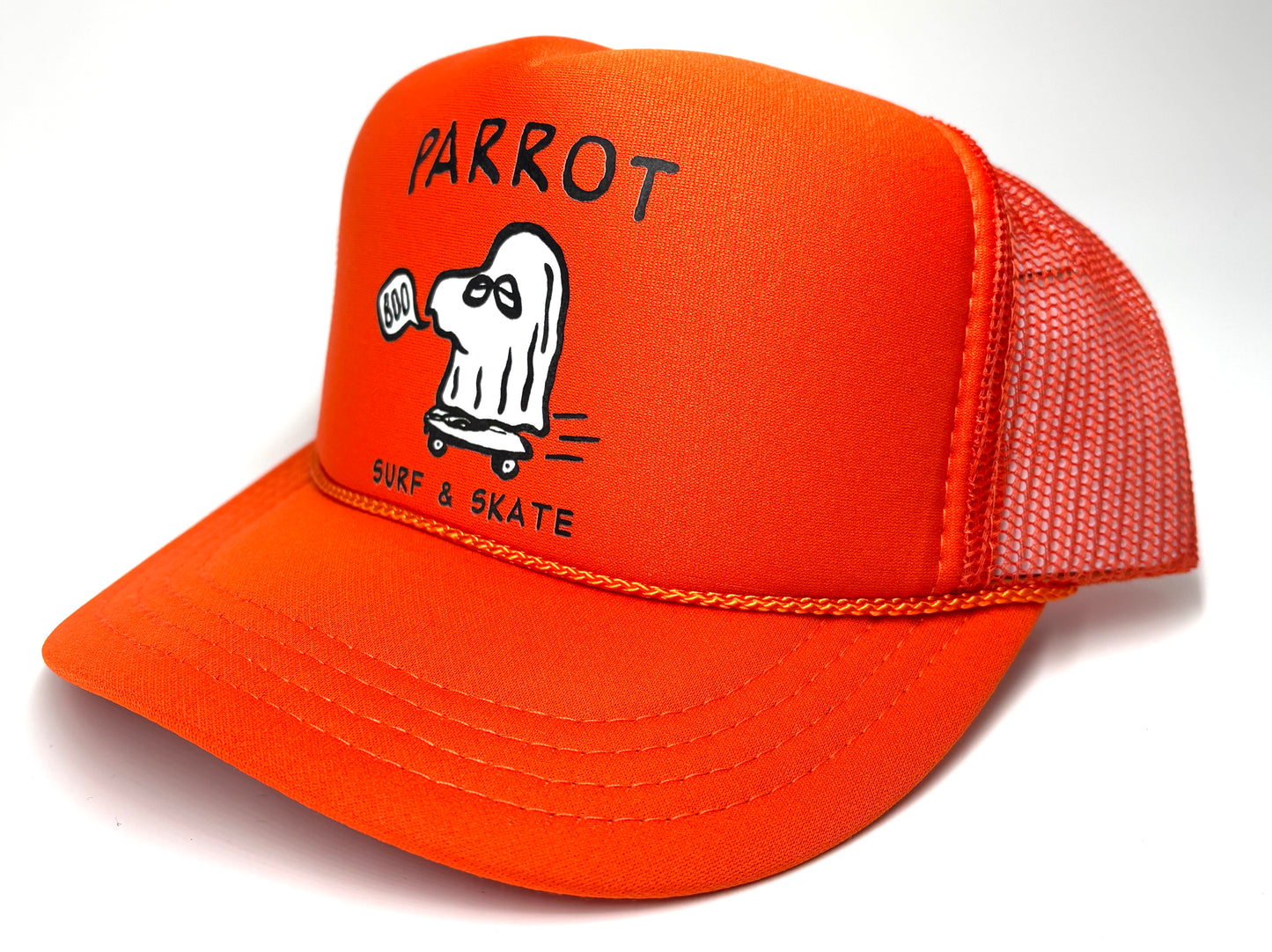 Parrot Surf Shop Ghost Foam Trucker Hat – Surf & Skate Snapback Foam Mesh Cap - YOUTH