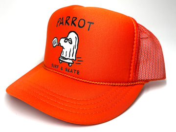 Parrot Surf Shop Ghost Foam Trucker Hat – Surf & Skate Snapback Foam Mesh Cap - YOUTH