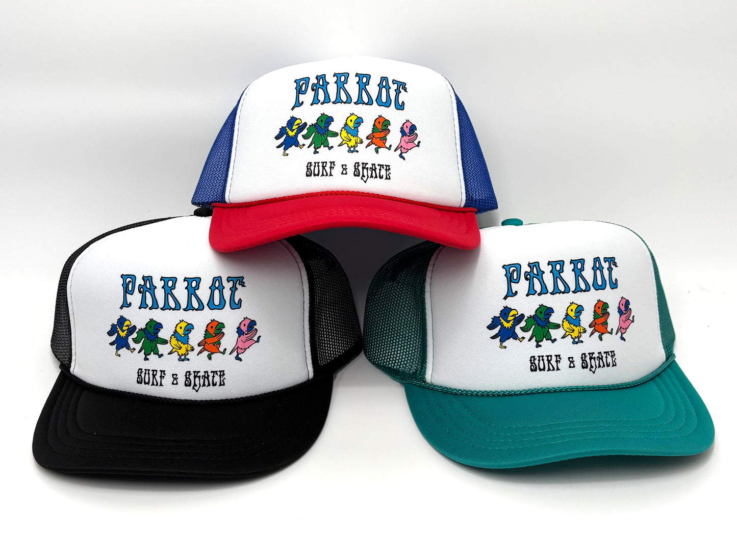 Parrot Surf Shop YOUTH Grateful Dancing Parrot Foam Trucker Hat – Coastal Snapback