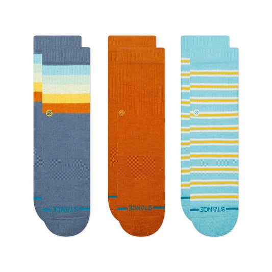 Stance Maliboo Kids Crew 3 Pack Sock – Sea Blue, Multi, Lilac, Pink