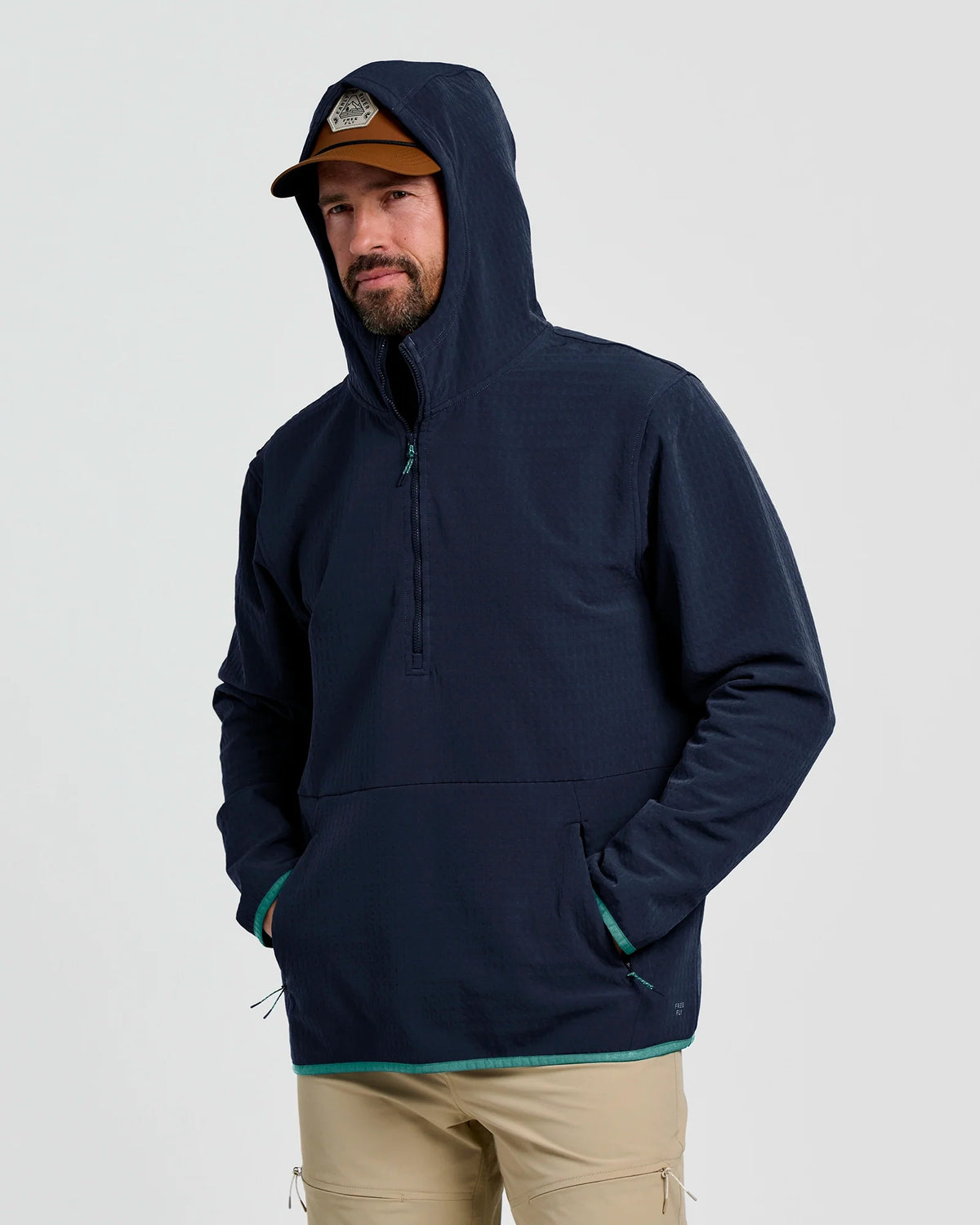 Free Fly Gridback Fleece Anorak Hoodie - Deep Navy