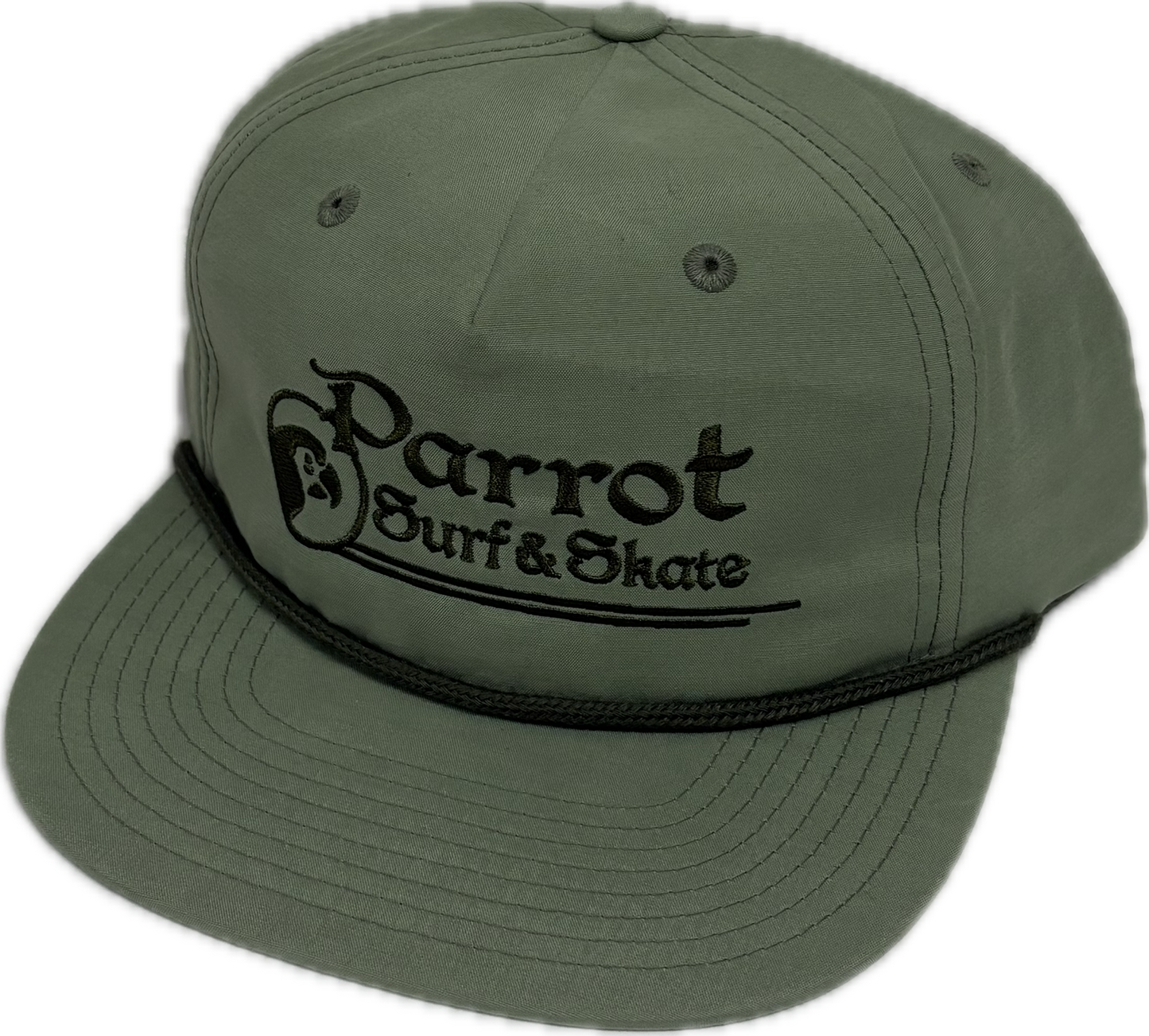 Parrot Surf & Skate PSS Stitch Flat Bill Snapback Hat front view