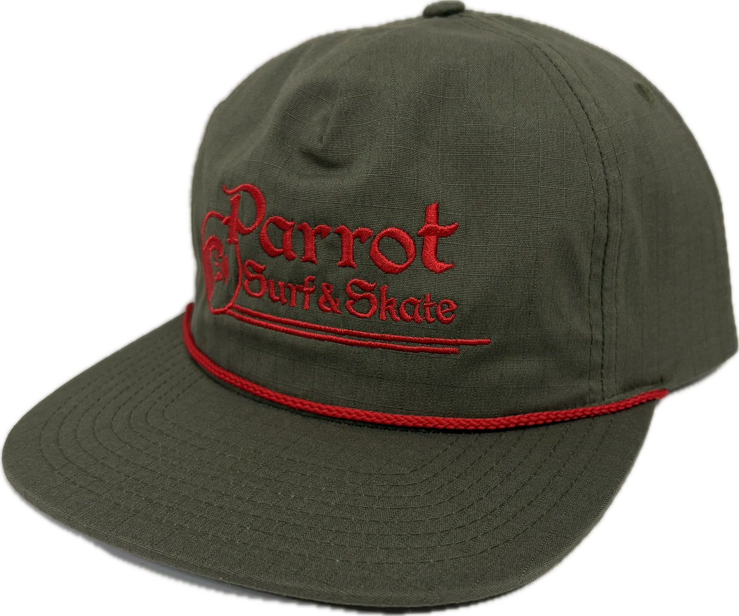 Parrot Surf & Skate PSS Stitch Flat Bill Snapback Hat front view