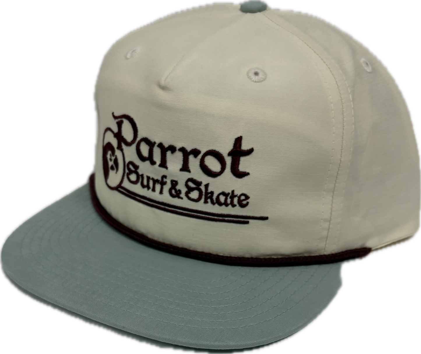Parrot Surf & Skate PSS Stitch Flat Bill Snapback Hat front view