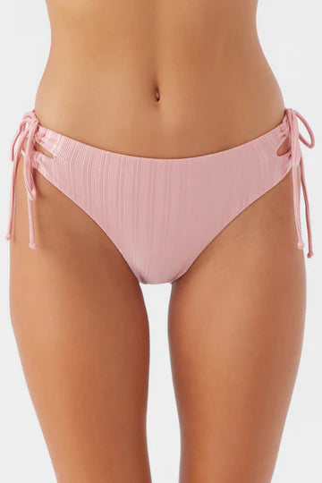 O'Neill Mizi Metallic Rib Jensen bikini bottom in rose with side tie detail
