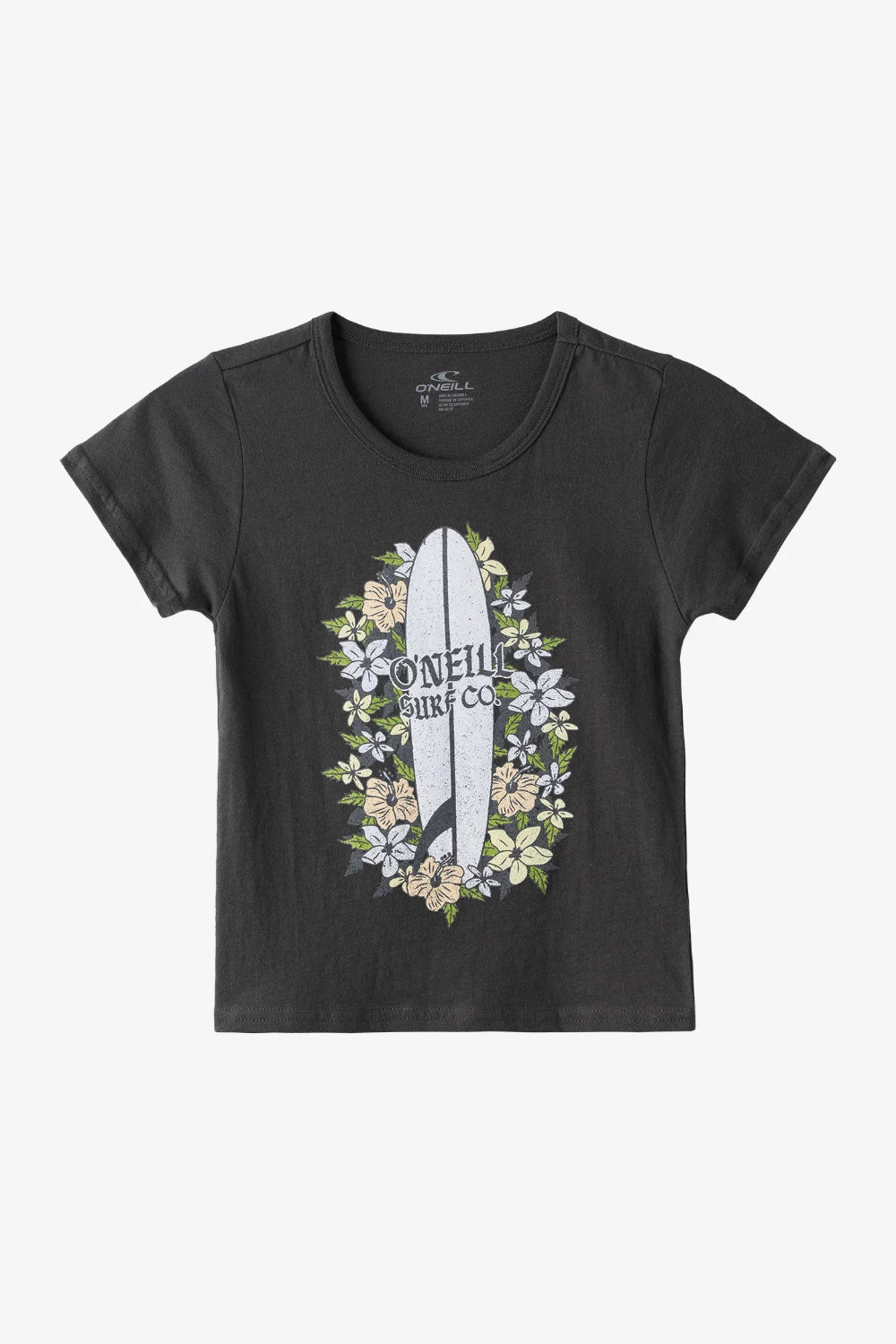 O’Neill Girls Board Shrine tee black cotton graphic shirt size small.