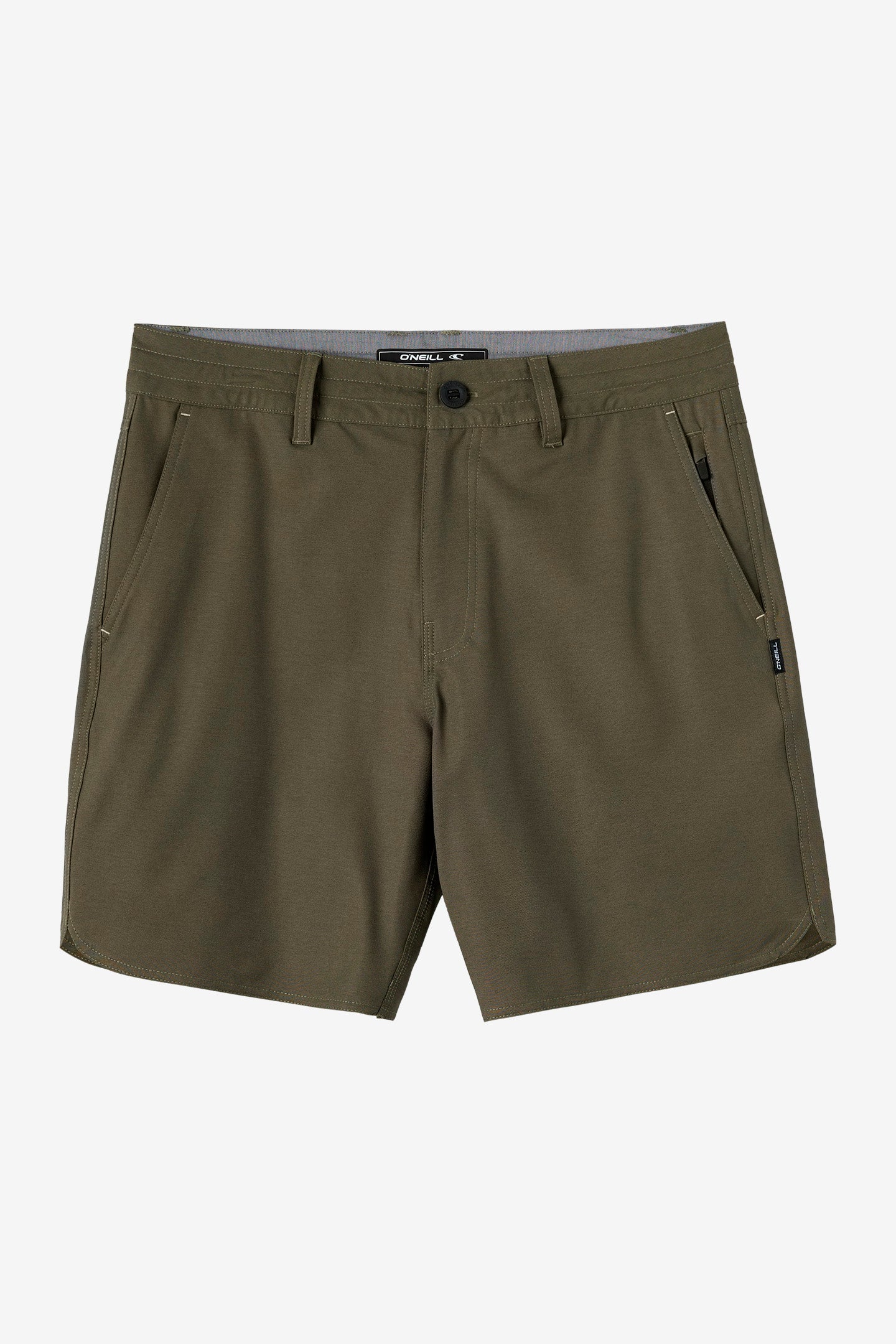 O’Neill Utility Scallop hybrid short army green stretch water resistant fabric.